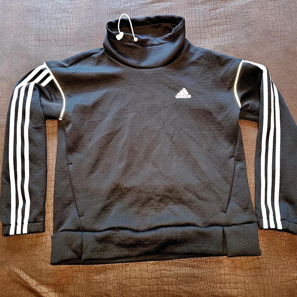 Adidas Black Turtleneck with White Stripes